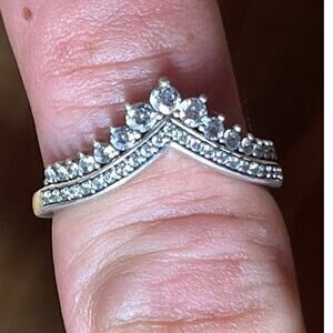 Pandora Sterling Silver Princess Wishbone Ring. Marked.